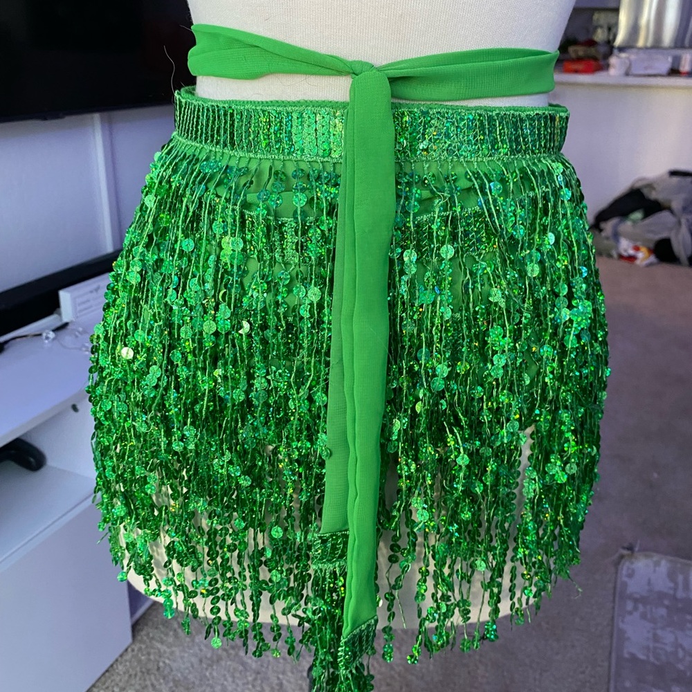 Green Sequin Rave Skirt 💚